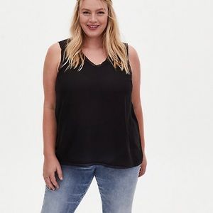 Torrid BLACK GEORGETTE RAW CHIFFON TRIM TANK